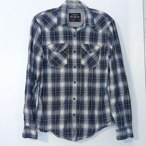 American Eagle Vintage Fit Pearl Snap Button up plaid cowboy shirt